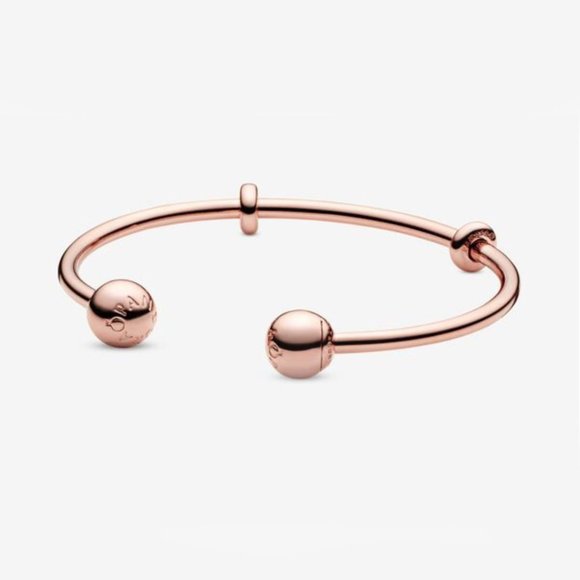 Pandora Moments Open Bangle Pink Heart Charm